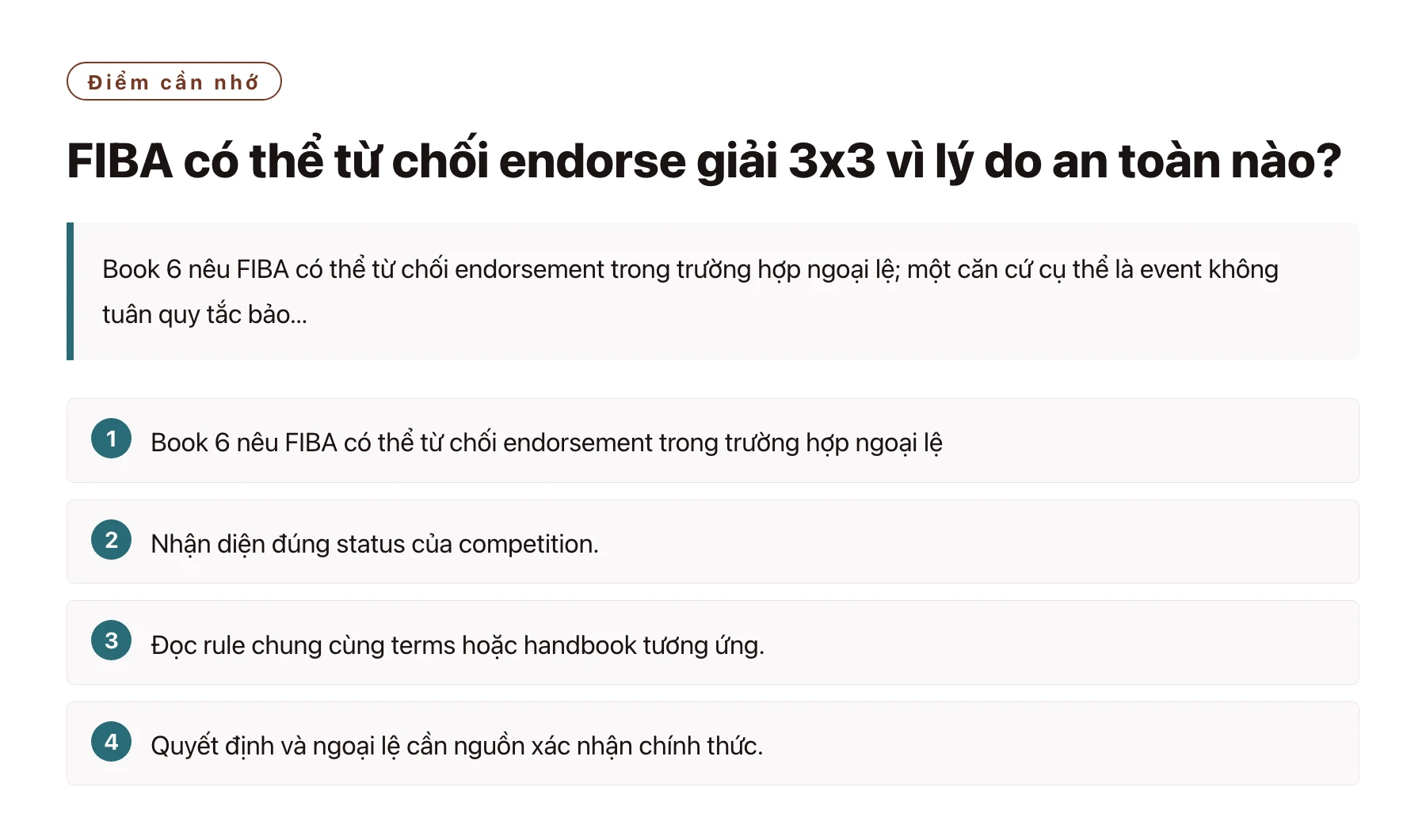 FIBA có thể từ chối endorse giải 3x3 vì lý do an toàn nào?——全文要点速览